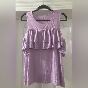a.n.a. Women's Purple Ruffled Tiered Tank Top Size Large